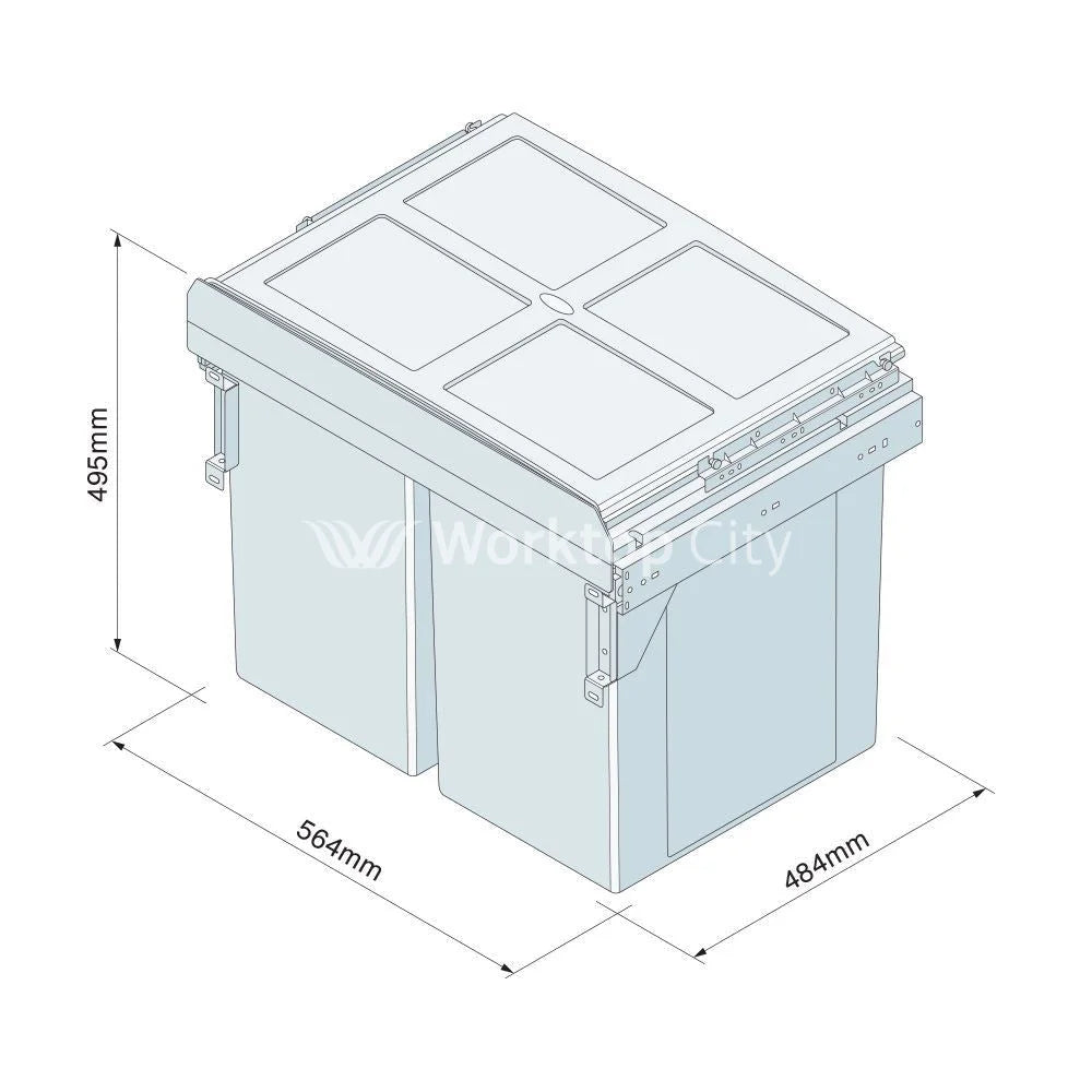 Innostor Pull Out Waste Bin With Soft Close Side Mounted Segregated 90 Litre Capacity 2 x 45 Litre To Suit Minimum
