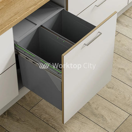 Innostor Pull Out Waste Bin With Soft Close Side Mounted Segregated 90 Litre Capacity 2 x 45 Litre To Suit Minimum
