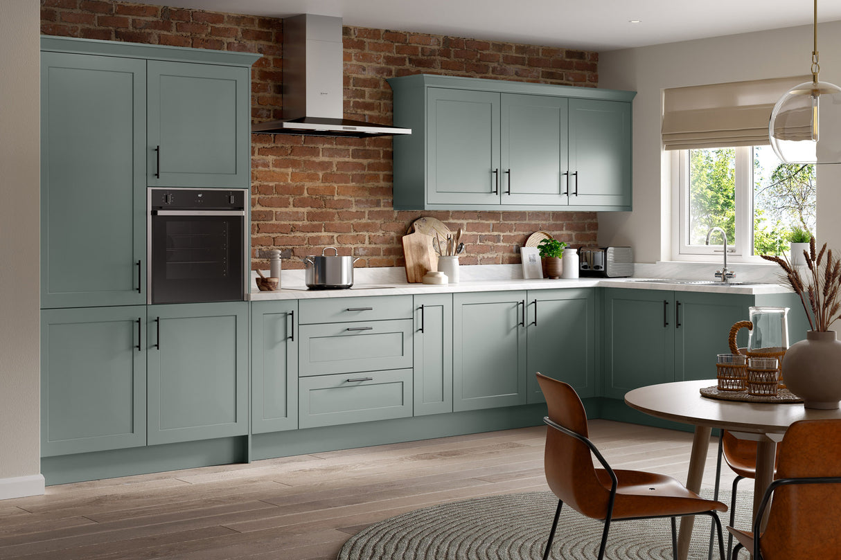 KITCHEN KIT FLATPACK SHAKER ULTRA MATT SAGE GREEN SAMPLE 570X396