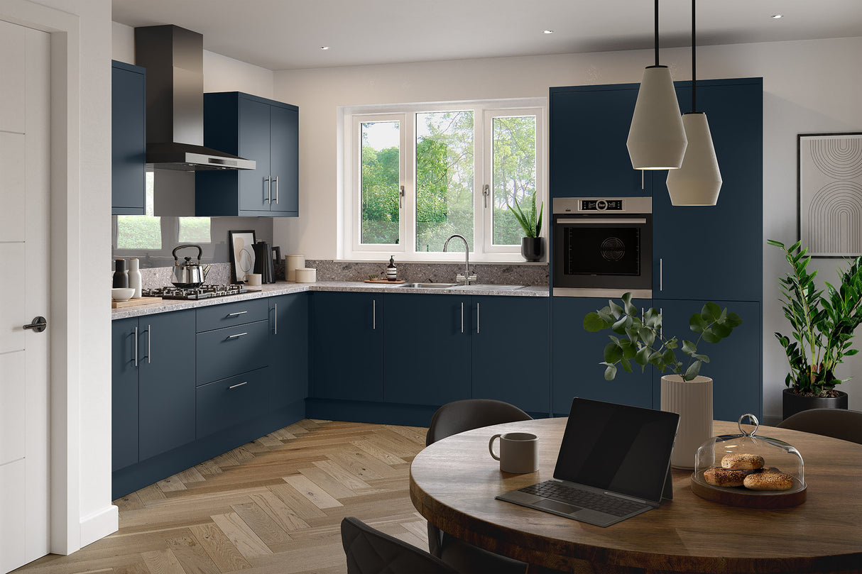 KITCHEN KIT FLATPACK SLAB ULTRA MATT INDIGO BLUE 300 BASE UNIT