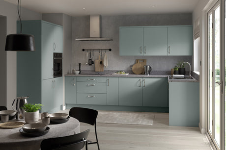 KITCHEN KIT FLATPACK SLAB ULTRA MATT SAGE GREEN PLINTH