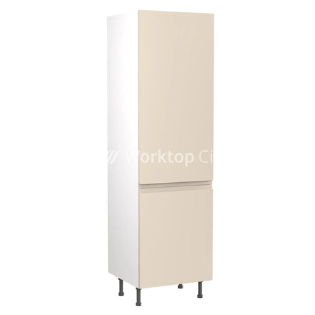 Kitchenkit Flatpack J Pull Super Gloss Cashmere 600 Tall Unit Fridge&Freezer 70/30