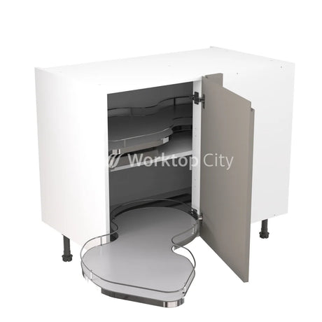 Kitchenkit Flatpack J Pull Super Gloss Dust Grey 1000 Base Unit Blind Corner With Dual Handed Out