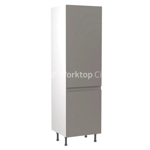 Kitchenkit Flatpack J Pull Super Gloss Dust Grey 600 Tall Unit Fridge&Freezer 70/30