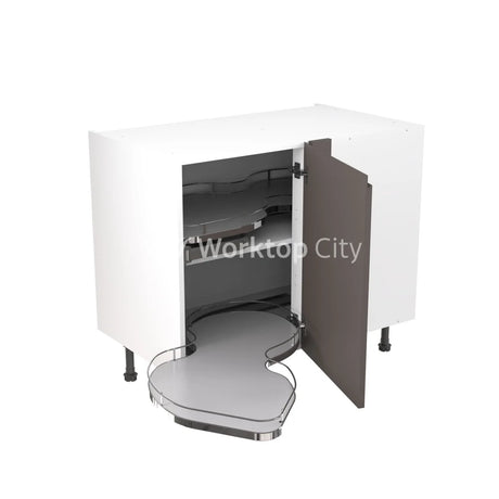 Kitchenkit Flatpack J Pull Super Gloss Graphite 1000 Base Unit Blind Corner With Dual Handed Out