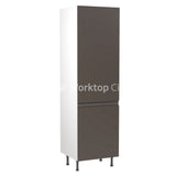 Kitchenkit Flatpack J Pull Super Gloss Graphite 600 Tall Unit Fridge&Freezer 70/30