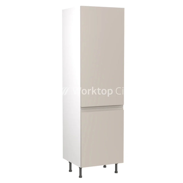 Kitchenkit Flatpack J Pull Super Gloss Light Grey 600 Tall Unit Fridge&Freezer 70/30