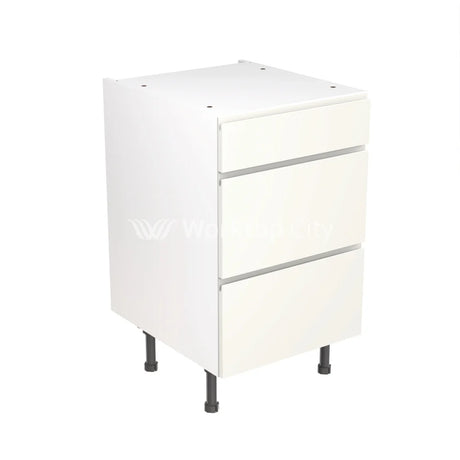 Kitchenkit Flatpack J Pull Super Gloss White 500 Base Unit 3 Drawer