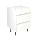 Kitchenkit Flatpack J Pull Super Gloss White 600 Base Unit 3 Drawer