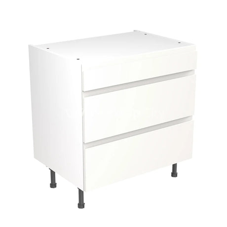 Kitchenkit Flatpack J Pull Super Gloss White 800 Base Unit 3 Drawer