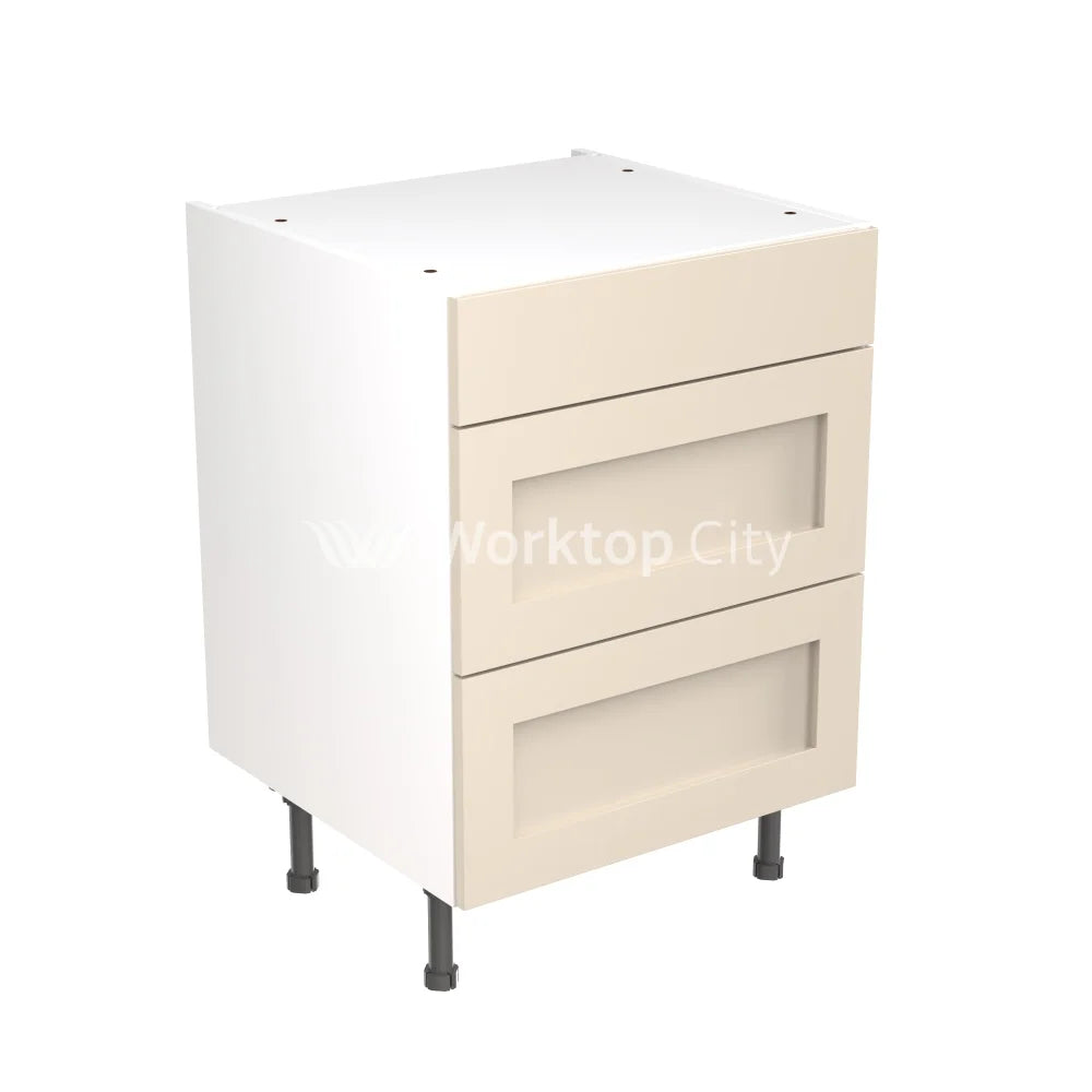 Kitchenkit Flatpack Shaker Ultra Matt Cashmere 600 Base Unit 3 Drawer