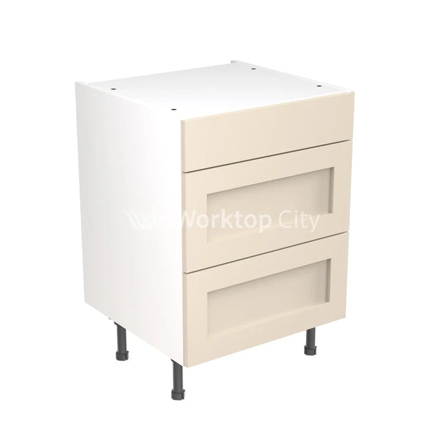 Kitchenkit Flatpack Shaker Ultra Matt Cashmere 600 Base Unit 3 Drawer