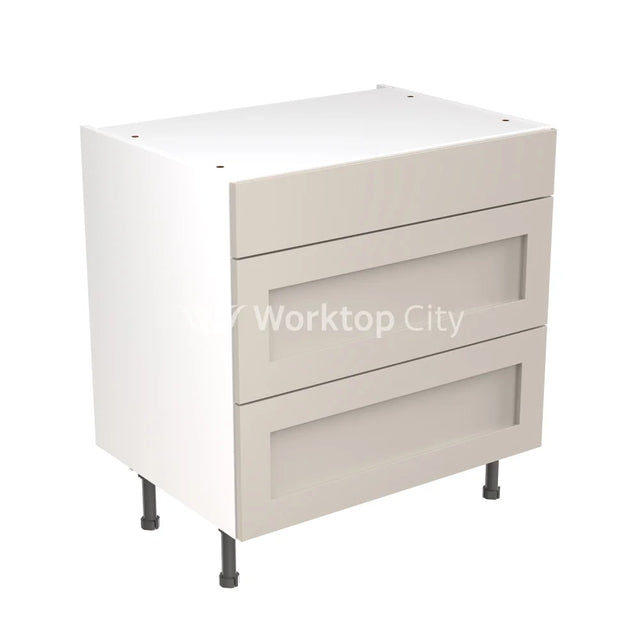 Kitchenkit Flatpack Shaker Ultra Matt Light Grey 800 Base Unit 3 Drawer