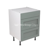 Kitchenkit Flatpack Shaker Ultra Matt Sage Green 600 Base Unit 3 Drawer