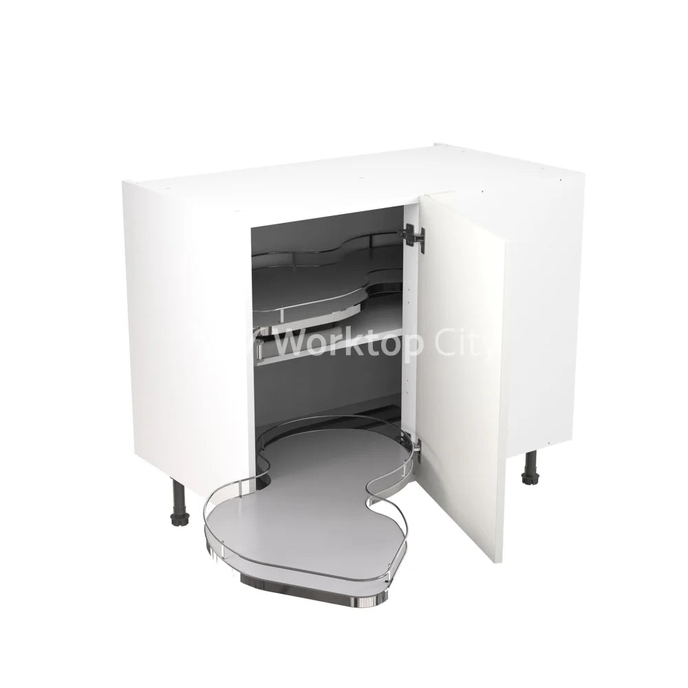 Kitchenkit Flatpack Shaker Ultra Matt White 1000 Base Unit Blind Corner With Dual Handed Pull Out