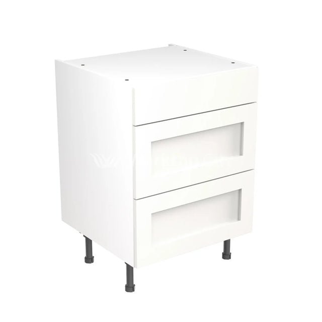 Kitchenkit Flatpack Shaker Ultra Matt White 600 Base Unit 3 Drawer