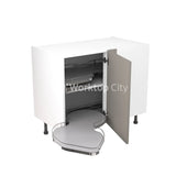 Kitchenkit Flatpack Slab Ultra Matt Dust Grey 1000 Base Unit Blind Corner With Dual Handed Pull Out