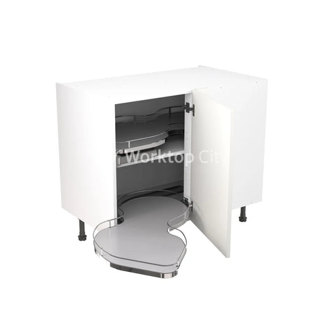 Kitchenkit Flatpack Slab Ultra Matt White 1000 Base Unit Blind Corner With Dual Handed Pull Out