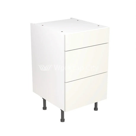 Kitchenkit Flatpack Slab Ultra Matt White 500 Base Unit 3 Drawer