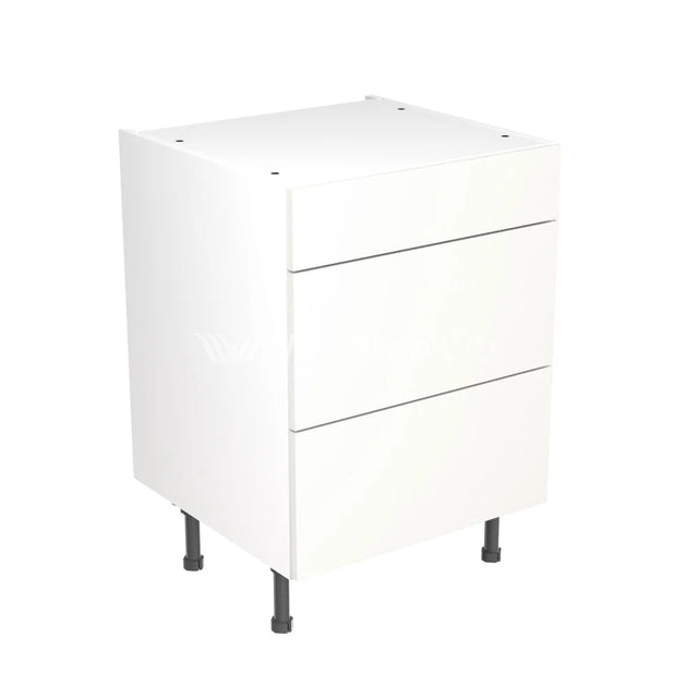 Kitchenkit Flatpack Slab Ultra Matt White 600 Base Unit 3 Drawer