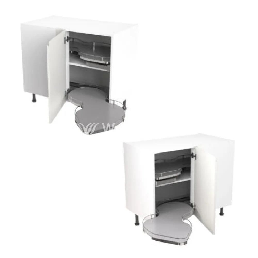 Kitchenkit Flatpack Value Slab Standard Matt White 1000 Base Unit Blind Corner With Dual Handed