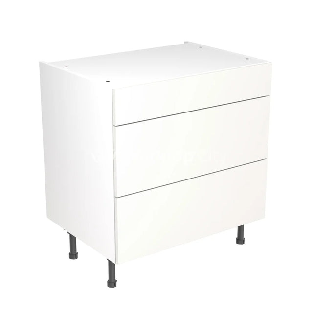 Kitchenkit Flatpack Value Slab Standard Matt White 800 Base Unit 3 Drawer