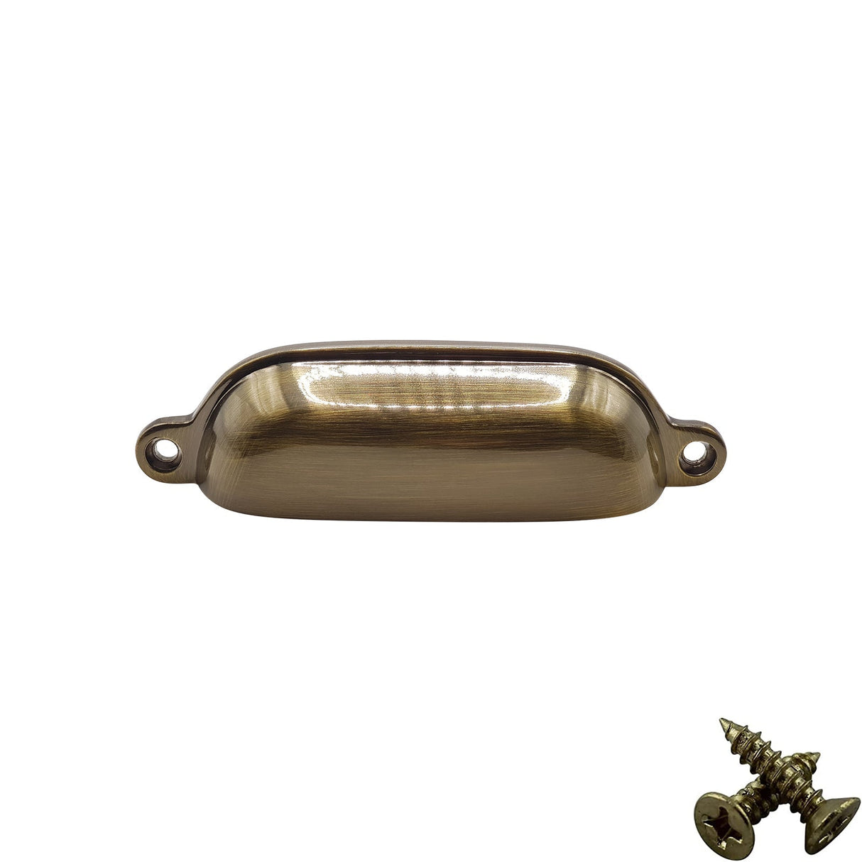 M4TEC 96mm Antique Brass Cup Handle - Kitchen Cabinet & Drawer Pull (VG4 Series)