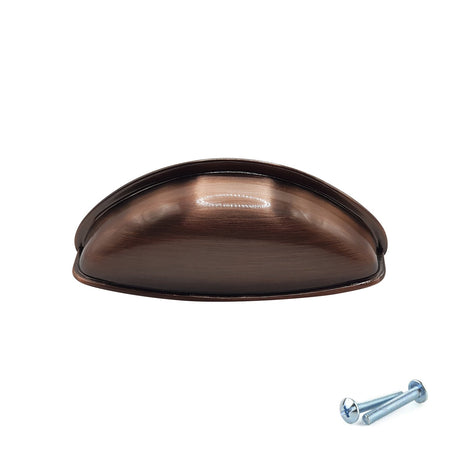 Antique Copper Cup Handle – 79mm Cabinet Drawer Pull (64mm Centres) | M4TEC VG3 Series