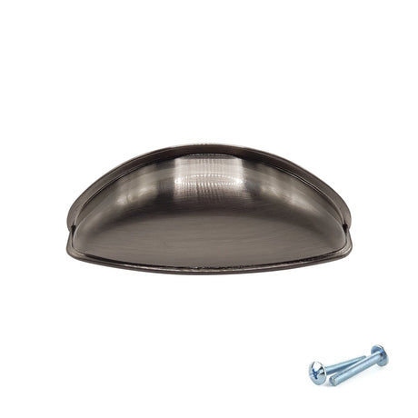 Brushed Nickel Cup Handle – 79mm Cabinet Drawer Pull (64mm Centres) | M4TEC VG3 Series