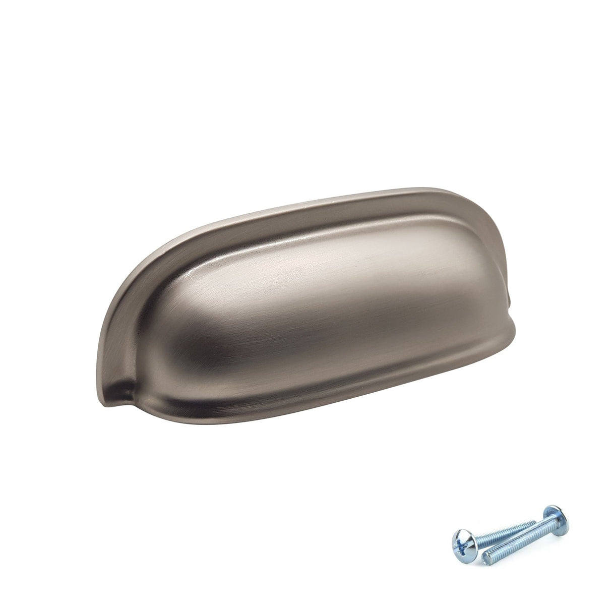 M4TEC 77mm Brushed Nickel Cup Handle - Modern Zinc Kitchen Cabinet & Drawer Pull (VG6 Series)