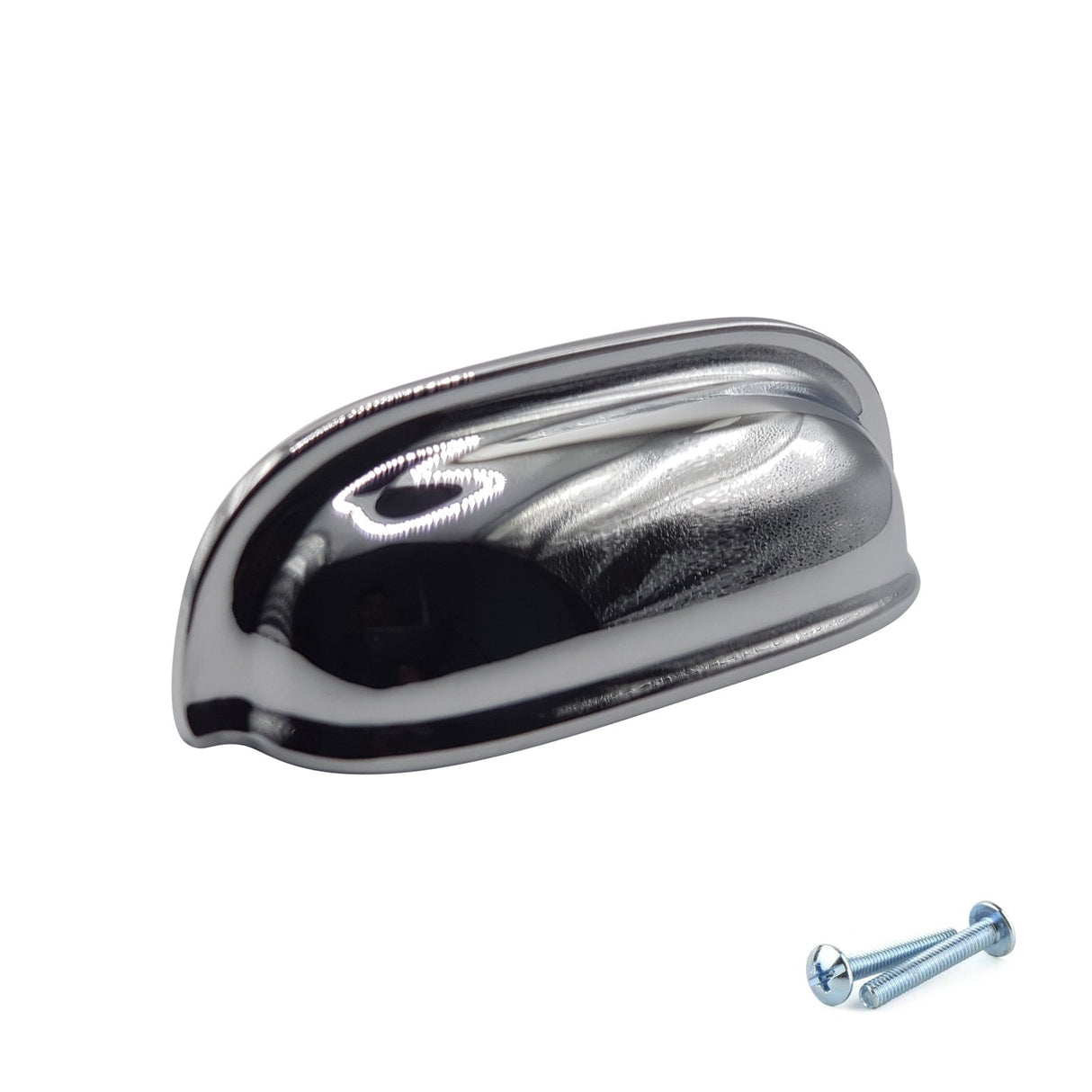 M4TEC 64mm Polished Chrome Cup Handle - High Shine Zinc Kitchen Cabinet & Drawer Pull (VG5 Series)