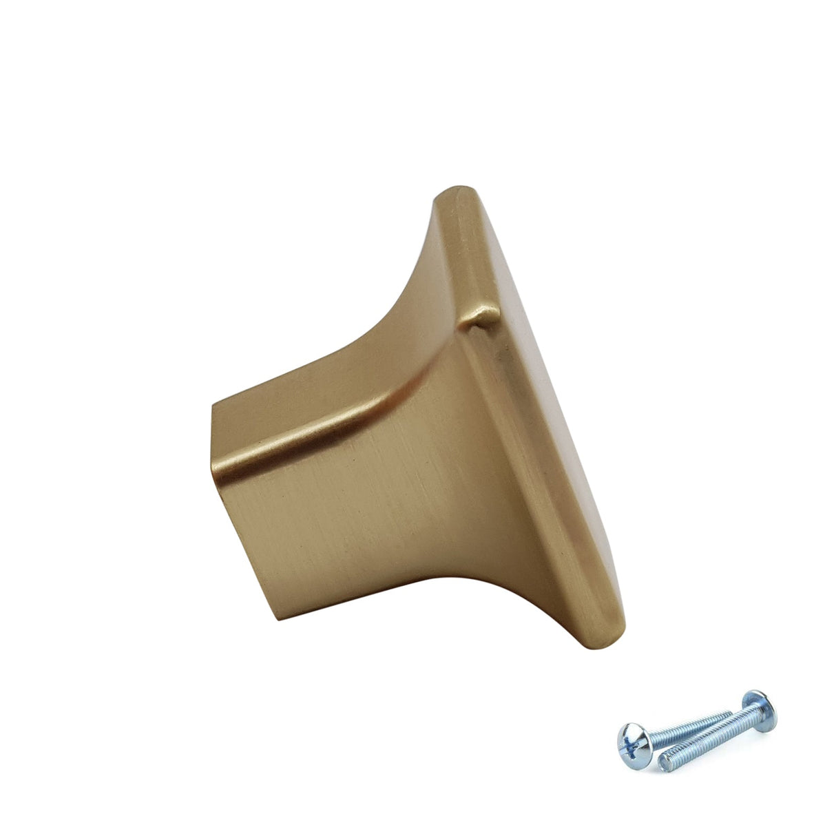 M4TEC Brushed Brass Square Cabinet Knob – 27mm Drawer & Cupboard Door Handle VF6 Series