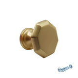 M4TEC Brushed Brass Octagonal Cabinet Knob – 30mm Drawer & Cupboard Door Handle VF7 Series