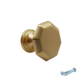 M4TEC Brushed Brass Octagonal Cabinet Knob – 30mm Drawer & Cupboard Door Handle VF7 Series