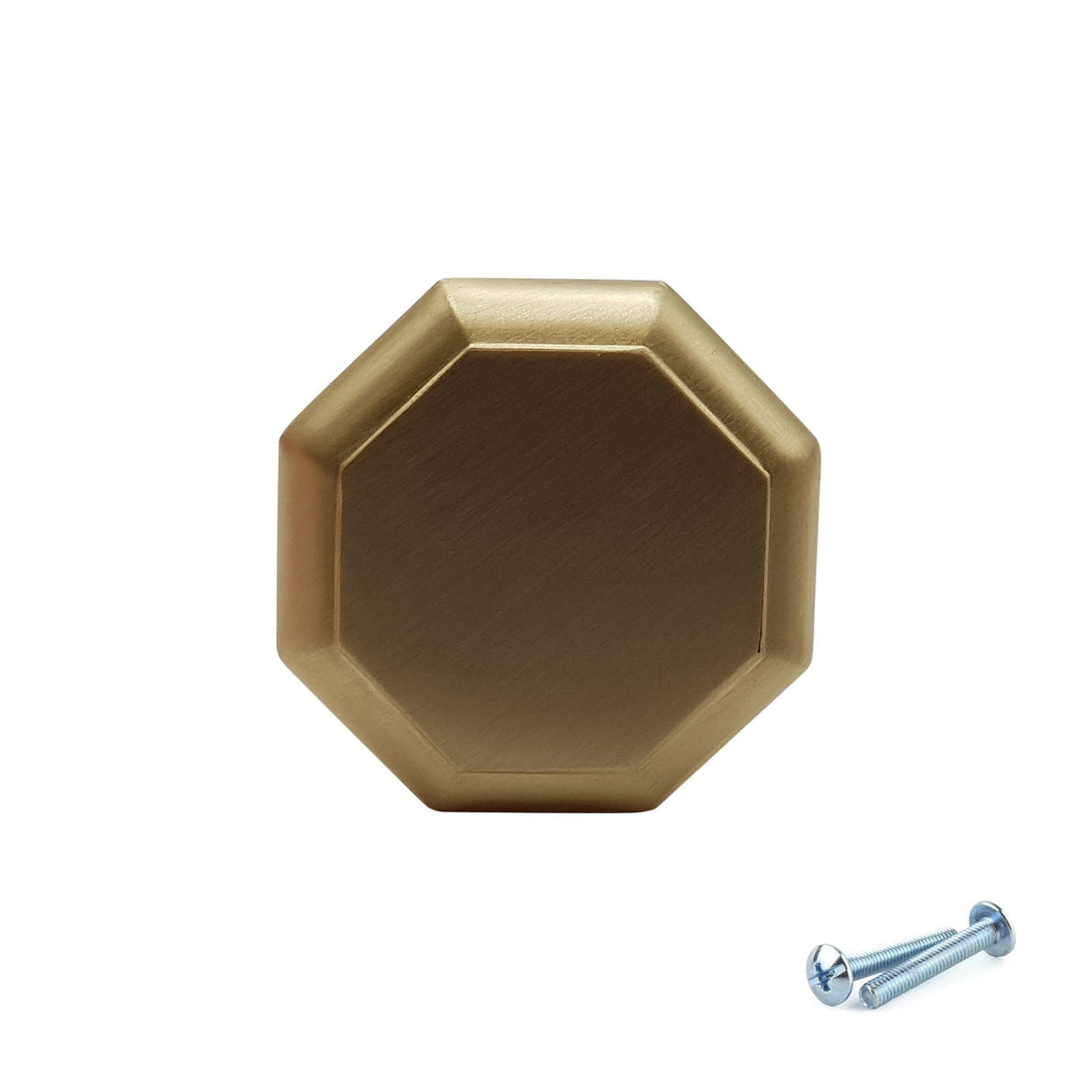 M4TEC Brushed Brass Octagonal Cabinet Knob – 30mm Drawer & Cupboard Door Handle VF7 Series