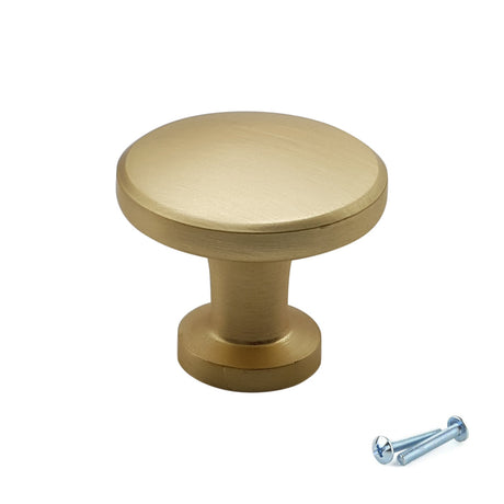 M4TEC Brushed Brass Cabinet Knob – 28mm Drawer & Cupboard Door Handle VF8 Series