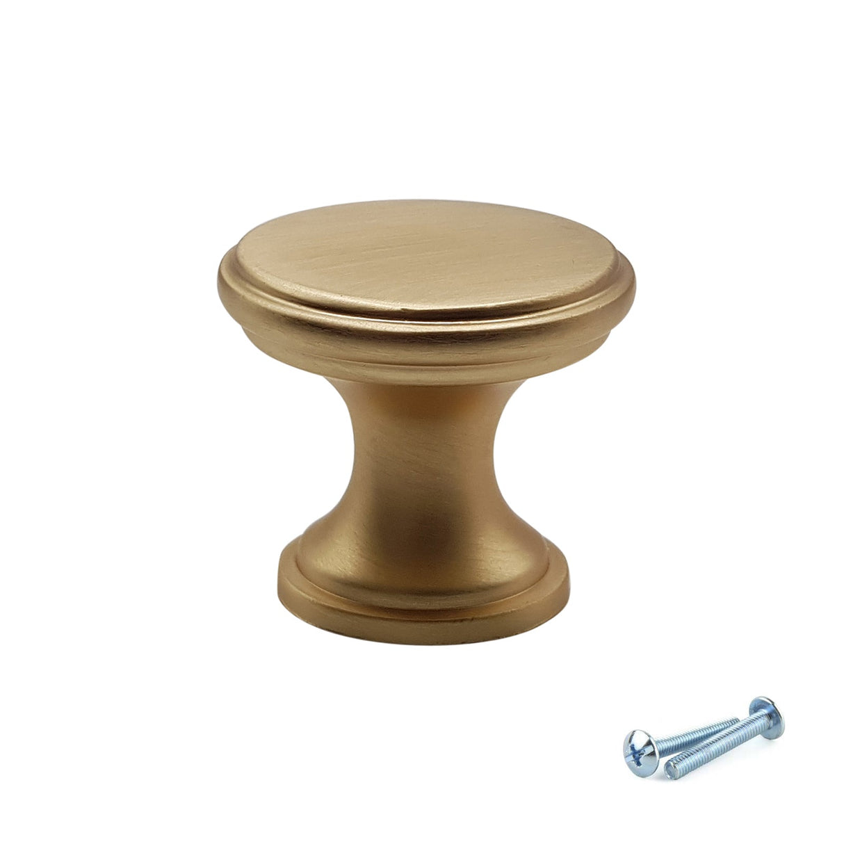 M4TEC Knob Handle Brushed Brass Doors, Drawers or Cupboards VG7 Series 25mm 10 pack