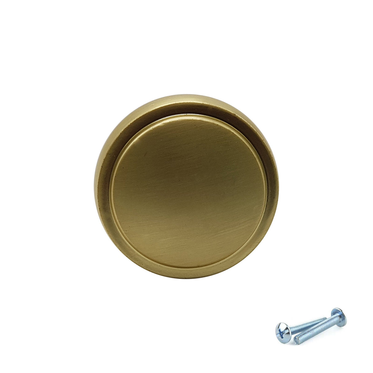 M4TEC Brushed Brass Flat Disc Knob Handle – VG7 Series (28mm Cabinet, Drawer & Cupboard Knob)