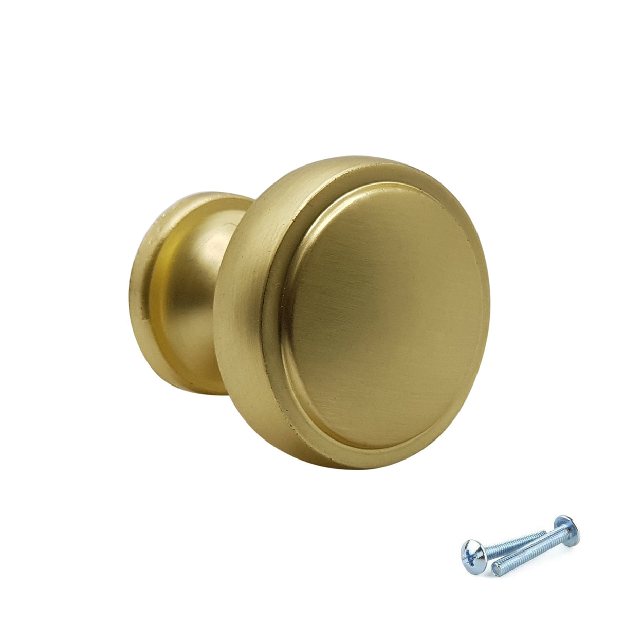 M4TEC Brushed Brass Flat Disc Knob Handle – VG7 Series (28mm Cabinet, Drawer & Cupboard Knob)