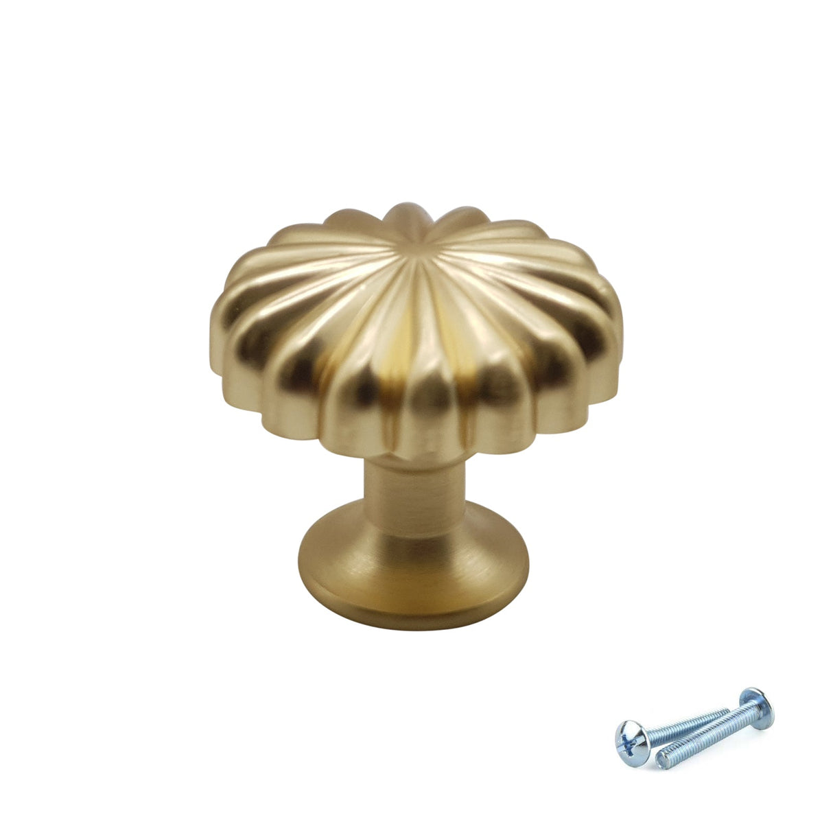 M4TEC Brushed Brass Fluted Knob Handle – VH3 Series (30mm Cabinet, Drawer & Cupboard Knob)