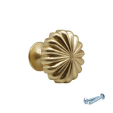 M4TEC Brushed Brass Fluted Knob Handle – VH3 Series (30mm Cabinet, Drawer & Cupboard Knob)