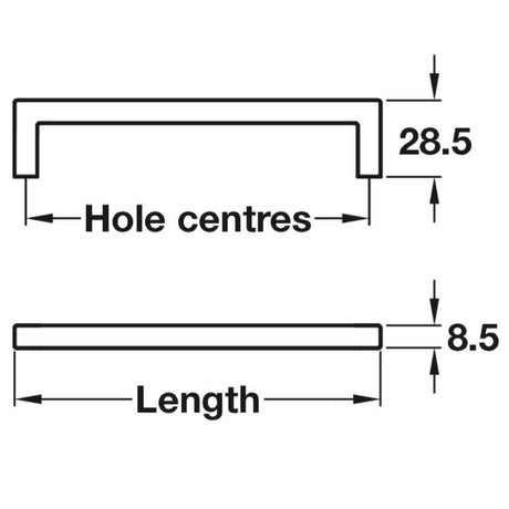 Modern Polished Chrome Kitchen Cabinet Door Bar Handle Balimore HAF108