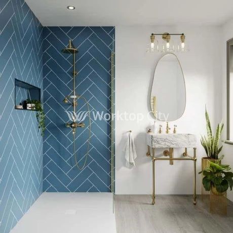 Multipanel Tile Collection Misty Blue (MT502H) - Herringbone Tile Shower/Bathroom Wall Panels