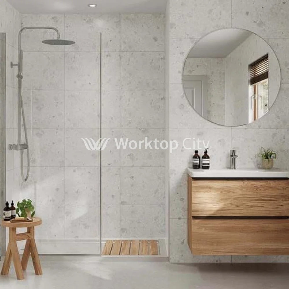 Multipanel Tile Collection White Terrazzo (MT020) - Large Tile Shower/Bathroom Wall Panels