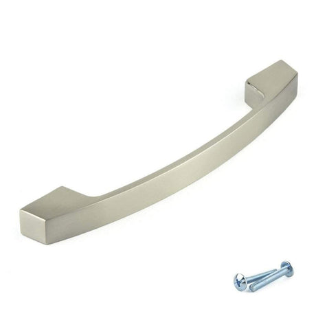 M4TEC Dunbeath E5 Brushed Nickel Bow Cupboard Handle – 160mm Hole Centres – Modern Cabinet & Drawer Pull
