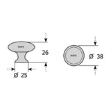 M4TEC Gillock F9 Brushed Nickel Cupboard Knob – 38mm Cabinet, Drawer & Door Handle