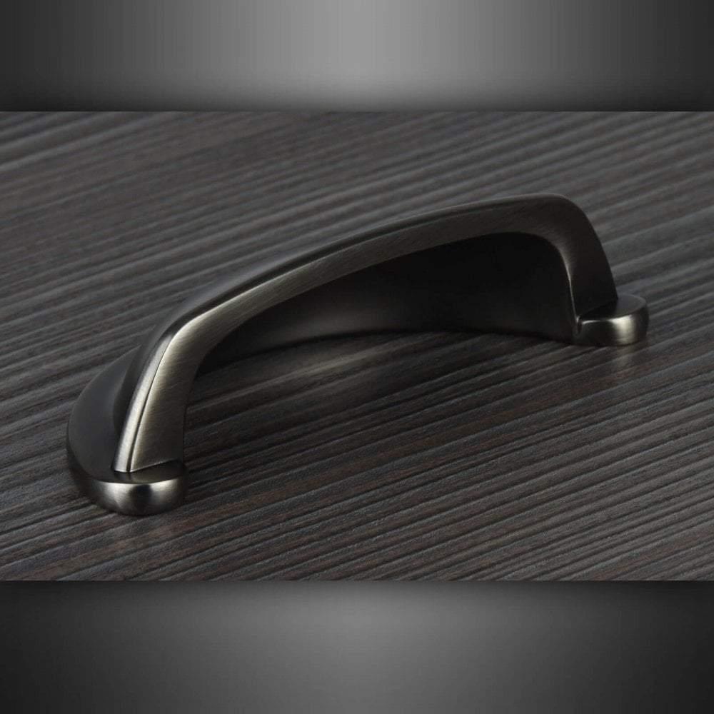 M4TEC Dalmally D7 Pewter Cup Drawer Pull Handle – Traditional Cabinet & Cupboard Shell Handle (76mm Centres)