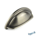 M4TEC Dalmally D7 Pewter Cup Drawer Pull Handle – Traditional Cabinet & Cupboard Shell Handle (76mm Centres)