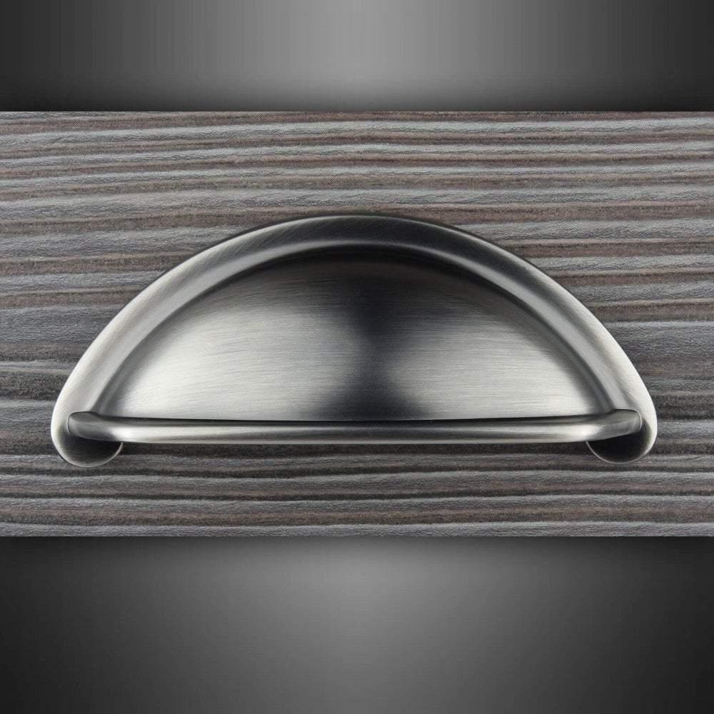 M4TEC Dalmally D7 Pewter Cup Drawer Pull Handle – Traditional Cabinet & Cupboard Shell Handle (76mm Centres)