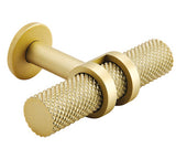 Barchester Knurled Double Ring T Knob Kitchen/Bedroom Door Knob Satin Brass